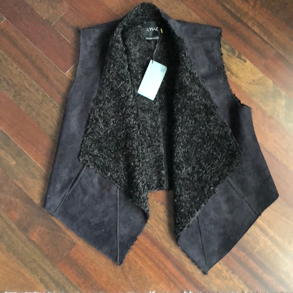 Lysse Black Suede Faux Shearling Lined Vest